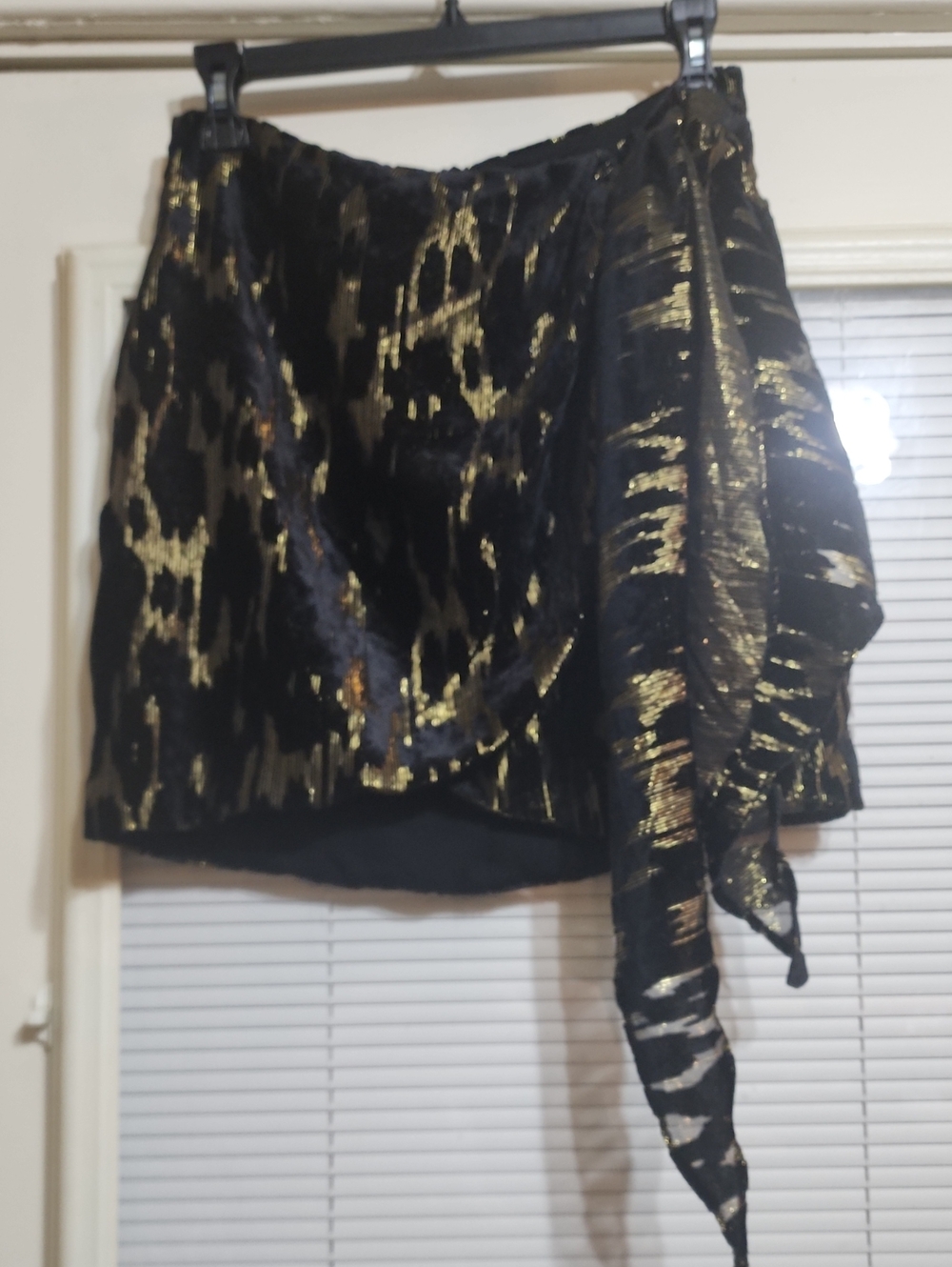 Bardot Black Skirt with Metallic Gold Stitching Detail